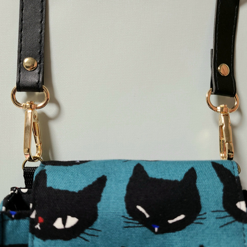 ハンドメイド スマホポシェット ショルダーバッグ サコッシュ 猫柄 