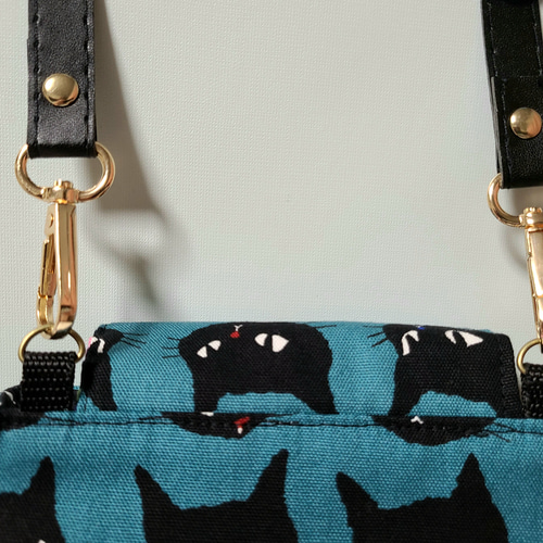 ハンドメイド スマホポシェット ショルダーバッグ サコッシュ 猫柄