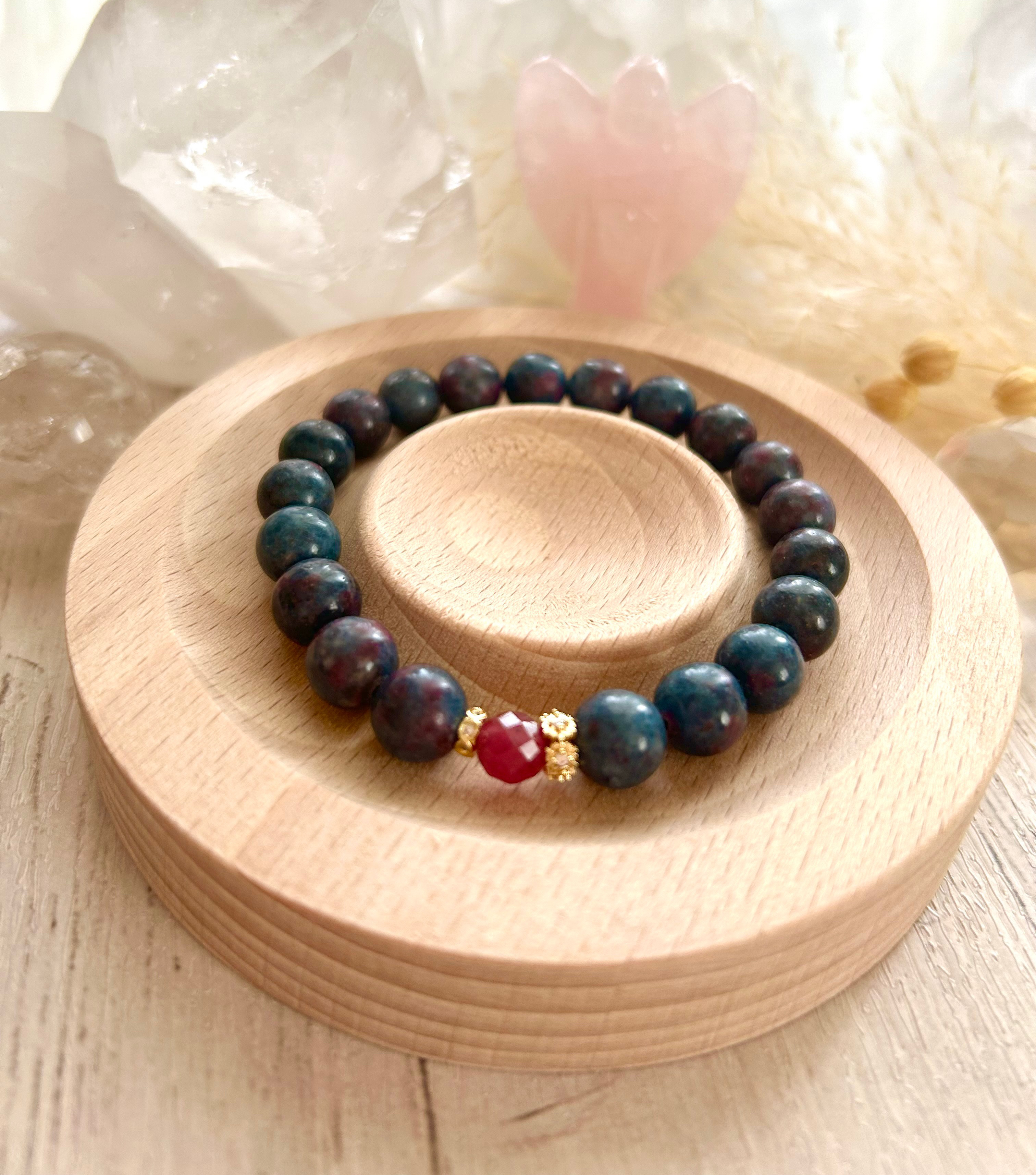 ルビー&ルビーインカイヤイト　天然石ブレスレット　デザブレ