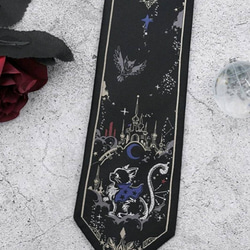 ネクタイ レディースメンズ ブラック黒猫ねこ総柄個性的月星キラキラ薔薇ばら 11枚目の画像