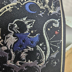 ネクタイ レディースメンズ ブラック黒猫ねこ総柄個性的月星キラキラ薔薇ばら 12枚目の画像
