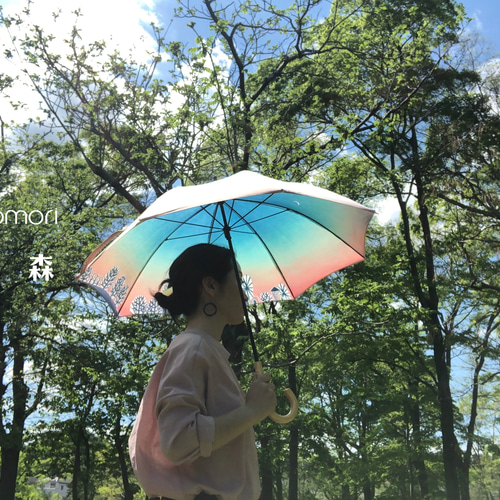 新作 受注】夕焼け空みたいなパラソル ＊型染めの晴雨兼用傘＊ 傘