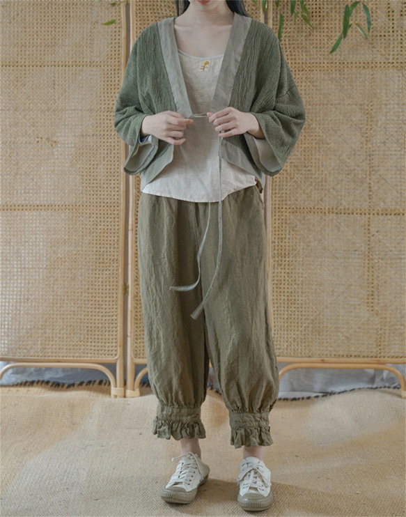 レディースカジュアルルーズ綿麻パンツ 2枚目の画像