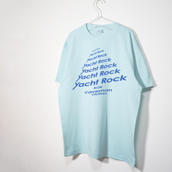 ヨットロック(AOR)のおしゃれなデザイン 音楽系Ｔシャツ 【ライトブルー】シャリ感のあるクラシカルなやや厚め生地　半袖 1枚目の画像