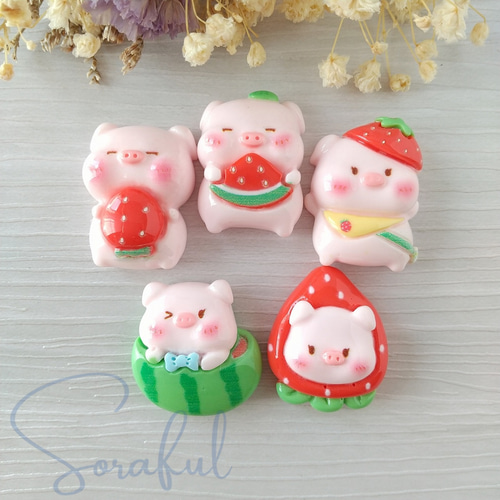 【candy♩さま】* ornament ❀ いちごミルク色のかわいい ブタさん candy♩さま】* ornament ❀ いちごミルク色のかわいい ブタさん