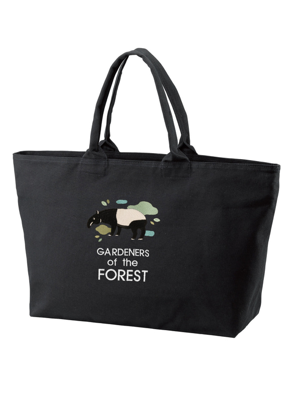 マレーバク「GARDENERS of the FOREST」刺繍　ヘビーキャンパスジップバッグ 5枚目の画像