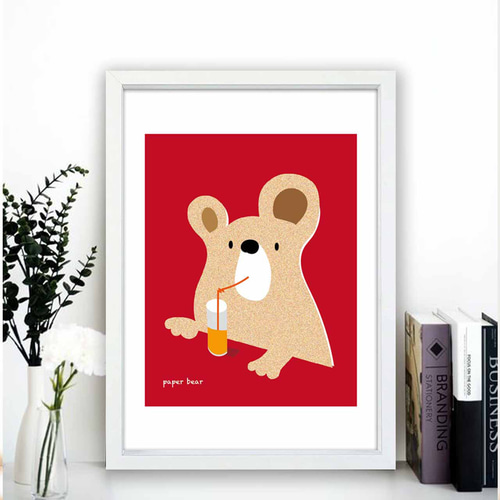 横から見ればペーパー クマ イラスト ポスター A4 A3 A2 A1 アート