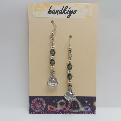 △1153-ジュエリークリップ三角クリアピアス△ ピアス（フック 