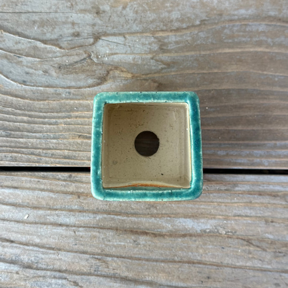 シーグラス焼 植木鉢 ミニ ブルー 5枚目の画像