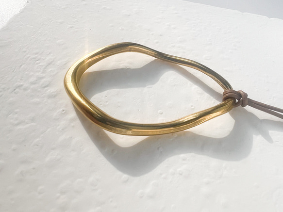 【ifumé】大きめオーバルの細革紐ロングネックレス 金属アレルギー対応 サージカルステンレス 14枚目の画像