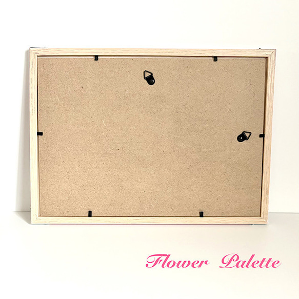Creema限定　木製　フォトフレーム　A４サイズ　ピンク　トールペイント 2枚目の画像