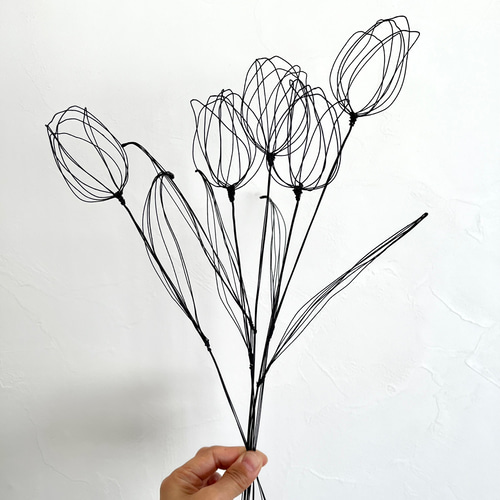 受注制作】チューリップの一輪挿し ワイヤーアート ワイヤー