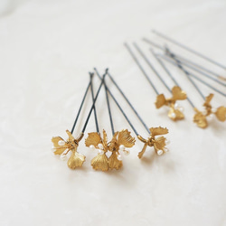 ［ sample sale ］gold petit flower U pin set 5枚目の画像