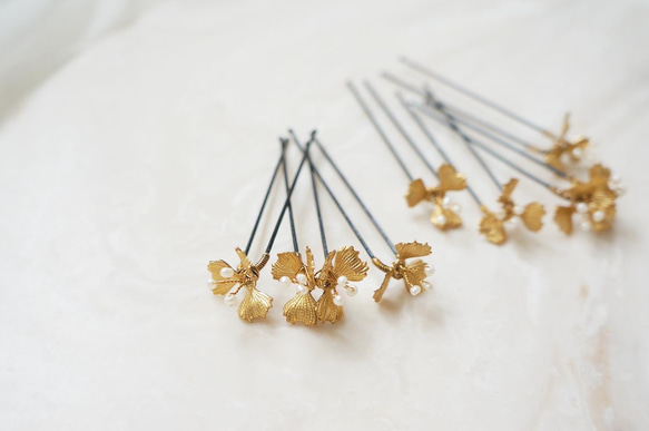 ［ sample sale ］gold petit flower U pin set 5枚目の画像