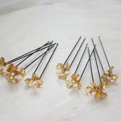 ［ sample sale ］gold petit flower U pin set 1枚目の画像