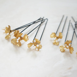 ［ sample sale ］gold petit flower U pin set 4枚目の画像