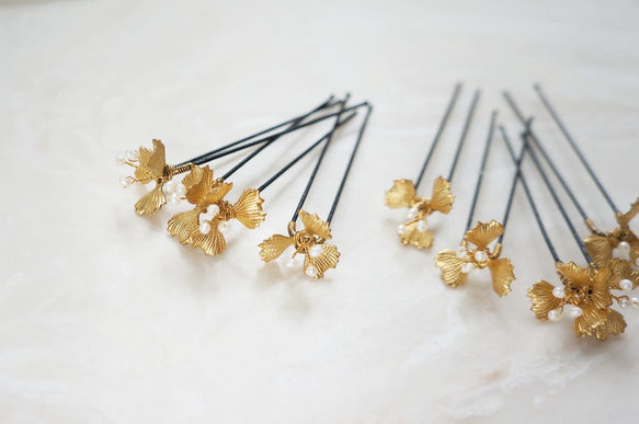 ［ sample sale ］gold petit flower U pin set 4枚目の画像