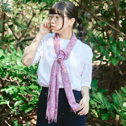 保護ネコ支援【aoneco×絹屋】シルク混ストール バーガンディ