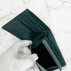 日本製　クロコダイル　マット仕上げ　上質　ミドルウォレット　財布　札入れ　エキゾチックレザー　 9枚目の画像