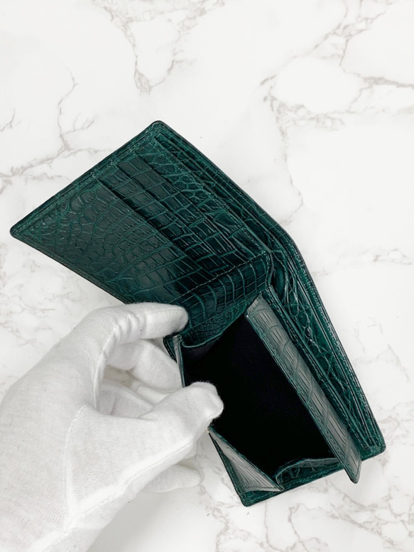 日本製　クロコダイル　マット仕上げ　上質　ミドルウォレット　財布　札入れ　エキゾチックレザー　 9枚目の画像