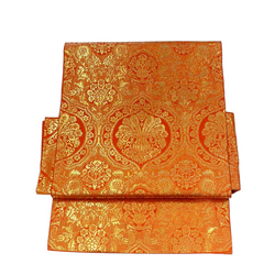 正絹　付け帯　袋帯　橙　金彩　上品　簡単装着　二部式　二重太鼓　作り帯 2枚目の画像