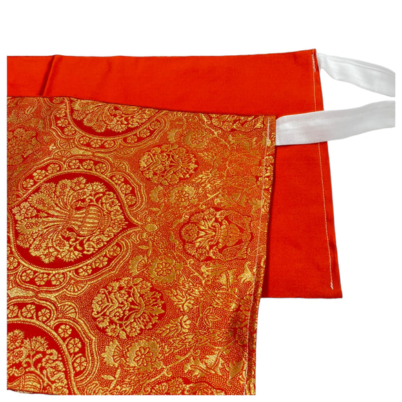 正絹　付け帯　袋帯　橙　金彩　上品　簡単装着　二部式　二重太鼓　作り帯 6枚目の画像