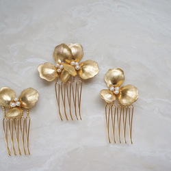 ［ sample sale ］gold flower comb ３set 2枚目の画像