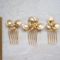 ［ sample sale ］gold flower comb ３set 4枚目の画像