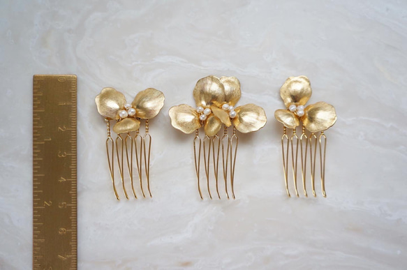 ［ sample sale ］gold flower comb ３set 4枚目の画像