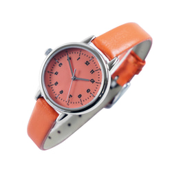 レディース 反時計回りのエレガントな腕時計 オレンジ ダイヤルとストラップ パーソナライズされた腕時計 世界中に無料配送 2枚目の画像