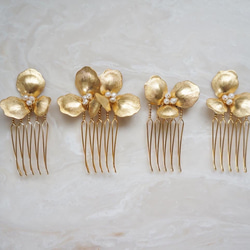 ［ sample sale ］gold flower comb ４set 1枚目の画像