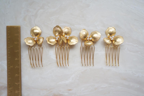 ［ sample sale ］gold flower comb ４set 1枚目の画像