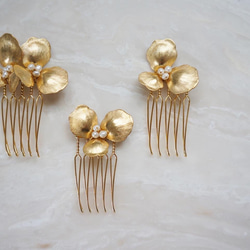 ［ sample sale ］gold flower comb ４set 3枚目の画像