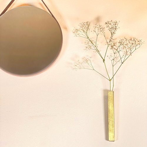 真鍮製 一輪挿し 壁掛け 花瓶 ストレート 花器 贈り物 インテリア