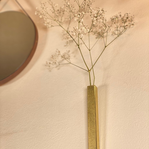 真鍮製 一輪挿し 壁掛け 花瓶 ストレート 花器 贈り物 インテリア