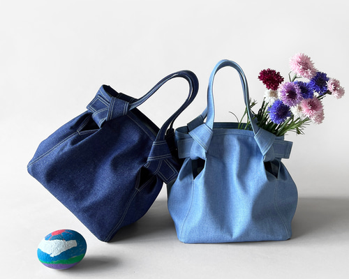New color 》デニムスクエアトートバッグ トートバッグ The Almond