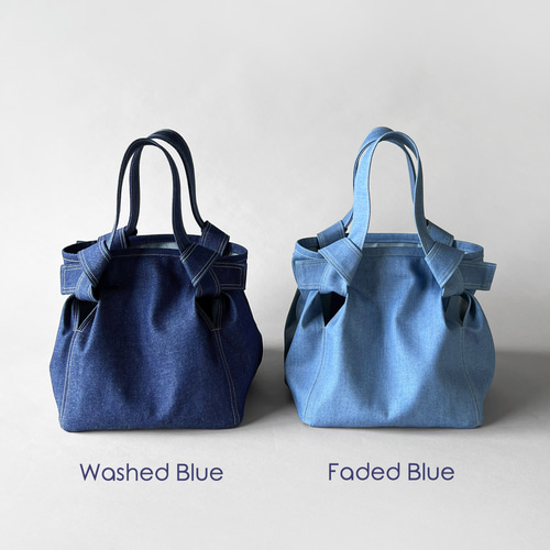 ロラライハリス♡ライトブルーWデニム♡刺繍の多機能スクエアトートバッグ♡ ロラライハリス♡ライトブルーWデニム♡刺繍の多機能スクエア