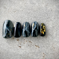 ネイルチップ　ブラック✖️大理石ネイル 3枚目の画像