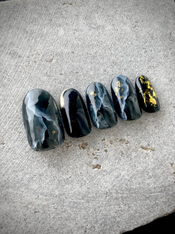 ネイルチップ チップ 大理石 黒 カッコイイ オーダーネイル フルオーダーネイル ネイルチップ ブラック✖️大理石ネイル ネイルチップ（つけ爪） S