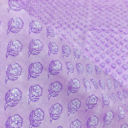 【50cm單位】淺紫白色小花印度手工塊印花布料棉質 第5張的照片