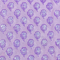 【50cm單位】淺紫白色小花印度手工塊印花布料棉質 第2張的照片
