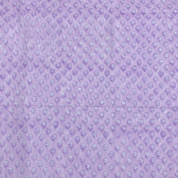 【50cm單位】淺紫白色小花印度手工塊印花布料棉質 第4張的照片