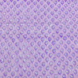 【50cm單位】淺紫白色小花印度手工塊印花布料棉質 第3張的照片
