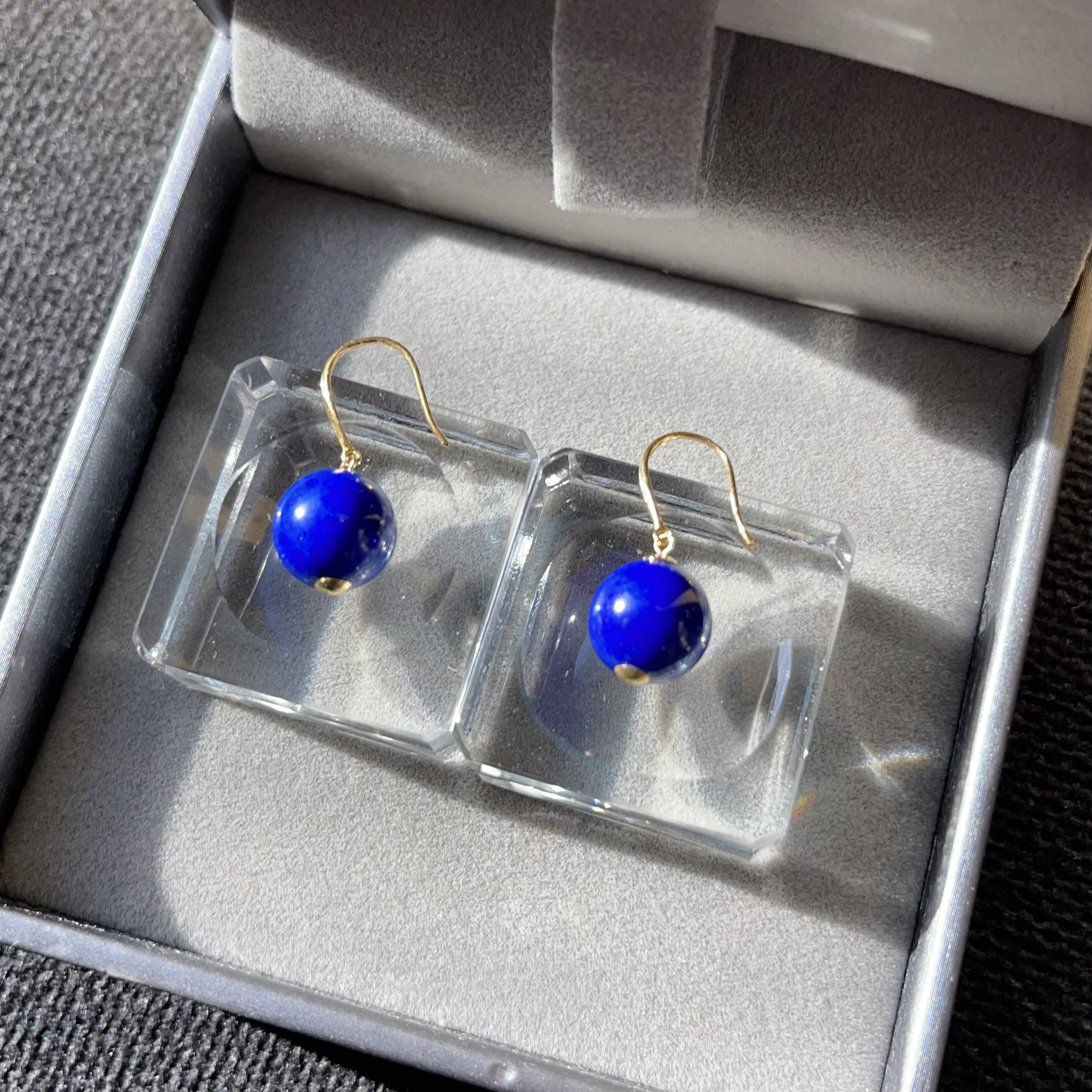 天然無処理 ラピスラズリ ピアス k18 No680 ピアス（フック・チェーン  