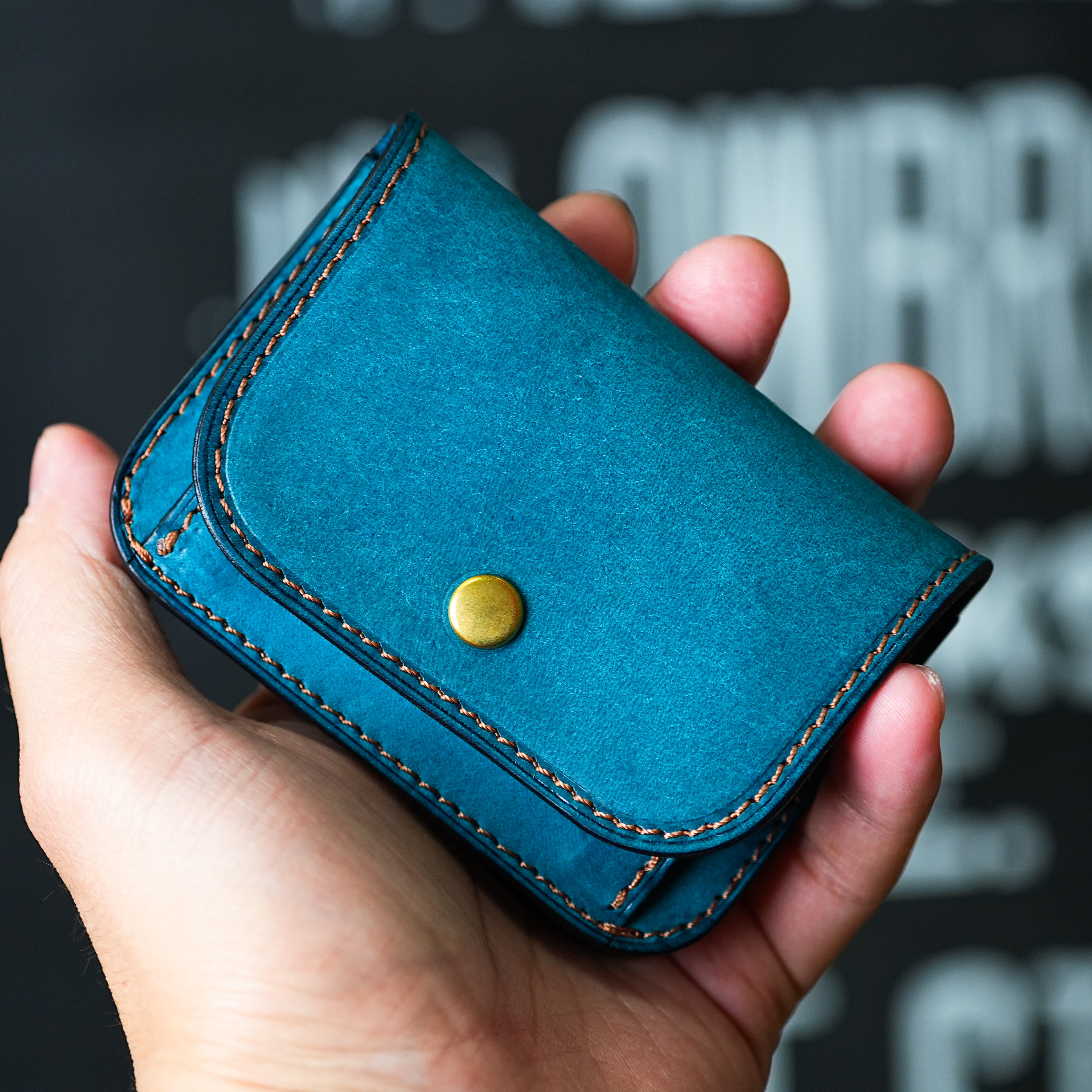 ミニ財布 【 （ ）【ハンドメイド】 】 イタリアンレザー ターコイズ