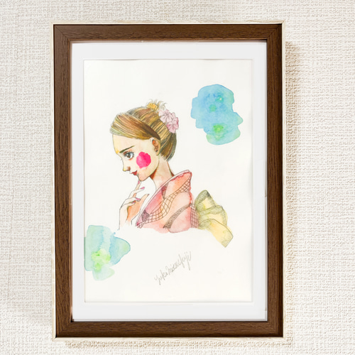 手描きイラスト美人画オリジナル水彩画