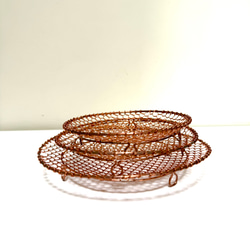 銅線で編んだ手編みの水切り皿　小サイズ直径約15cm 8枚目の画像
