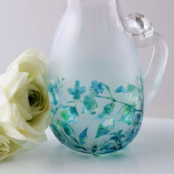 『猫に花ごろも』～ねこ型art花瓶 吹きガラス×サンドブラスト　Vase【送料無料】 3枚目の画像