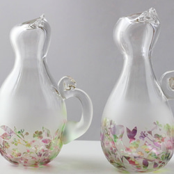 『猫に花ごろも』～ねこ型art花瓶 吹きガラス×サンドブラスト　Vase【送料無料】 4枚目の画像