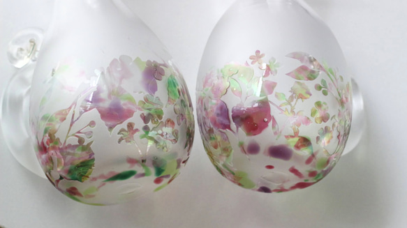 『猫に花ごろも』～ねこ型art花瓶 吹きガラス×サンドブラスト　Vase【送料無料】 6枚目の画像